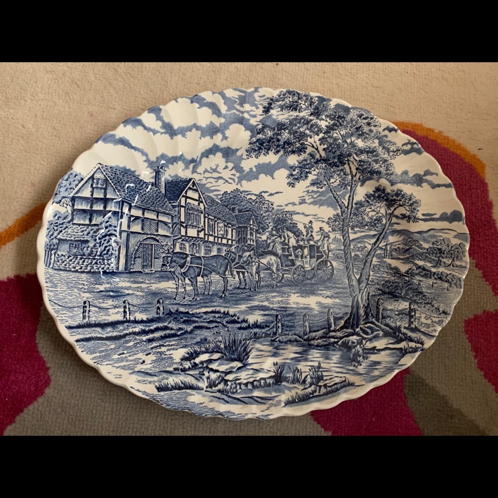Blue and white platter